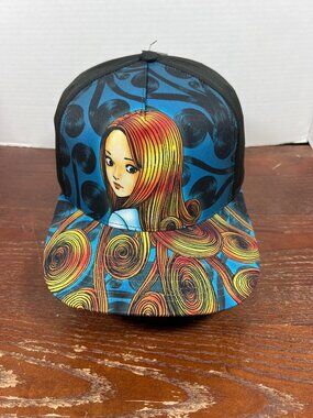 Junji Ito Uzumaki Snapback Hat Black & Multicolor Adjustable Cap X3